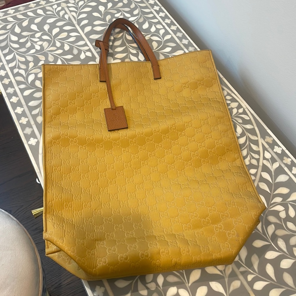 Gucci Mustard Yellow / Gold Extra Long Tote